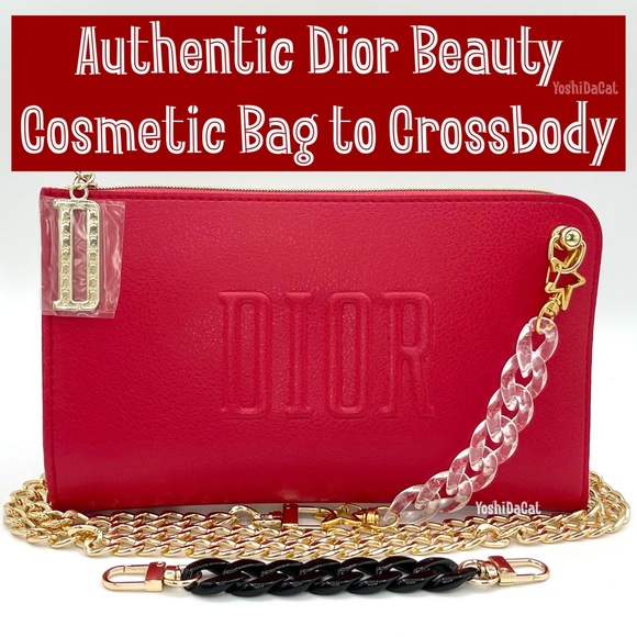 Dior Bags Dior Beauty Cosmetic Case To Crossbody Bag Purse Red Pu
